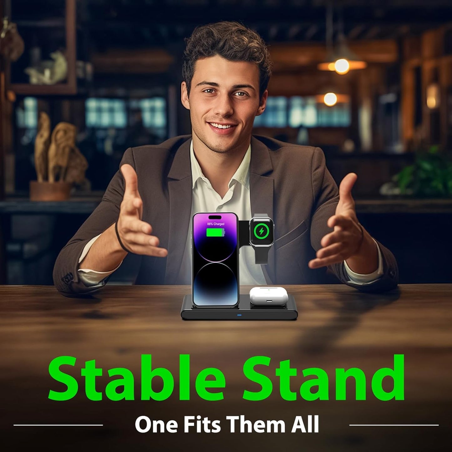 3-in-1 Wireless Fast Charger Stand