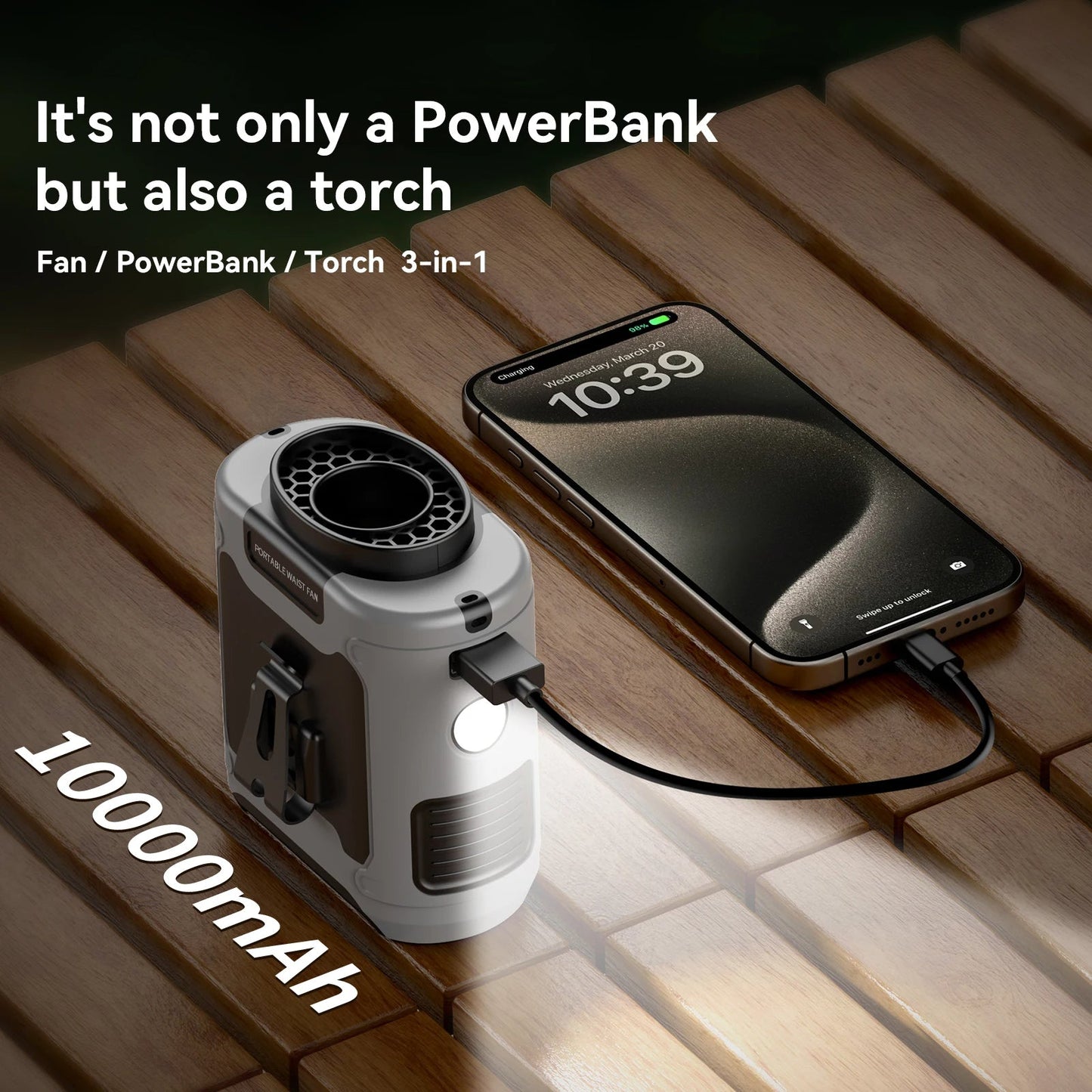 10000mAh Portable Waist Fan