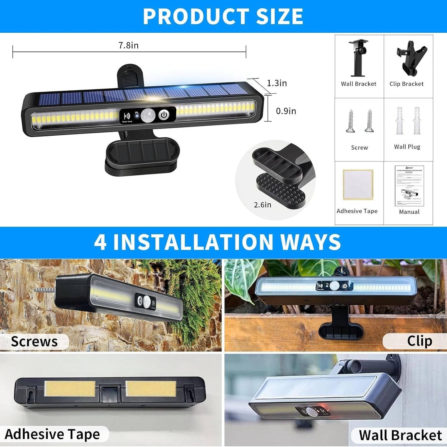 Solar Motion-Sensor Fence Lights, 2-Set