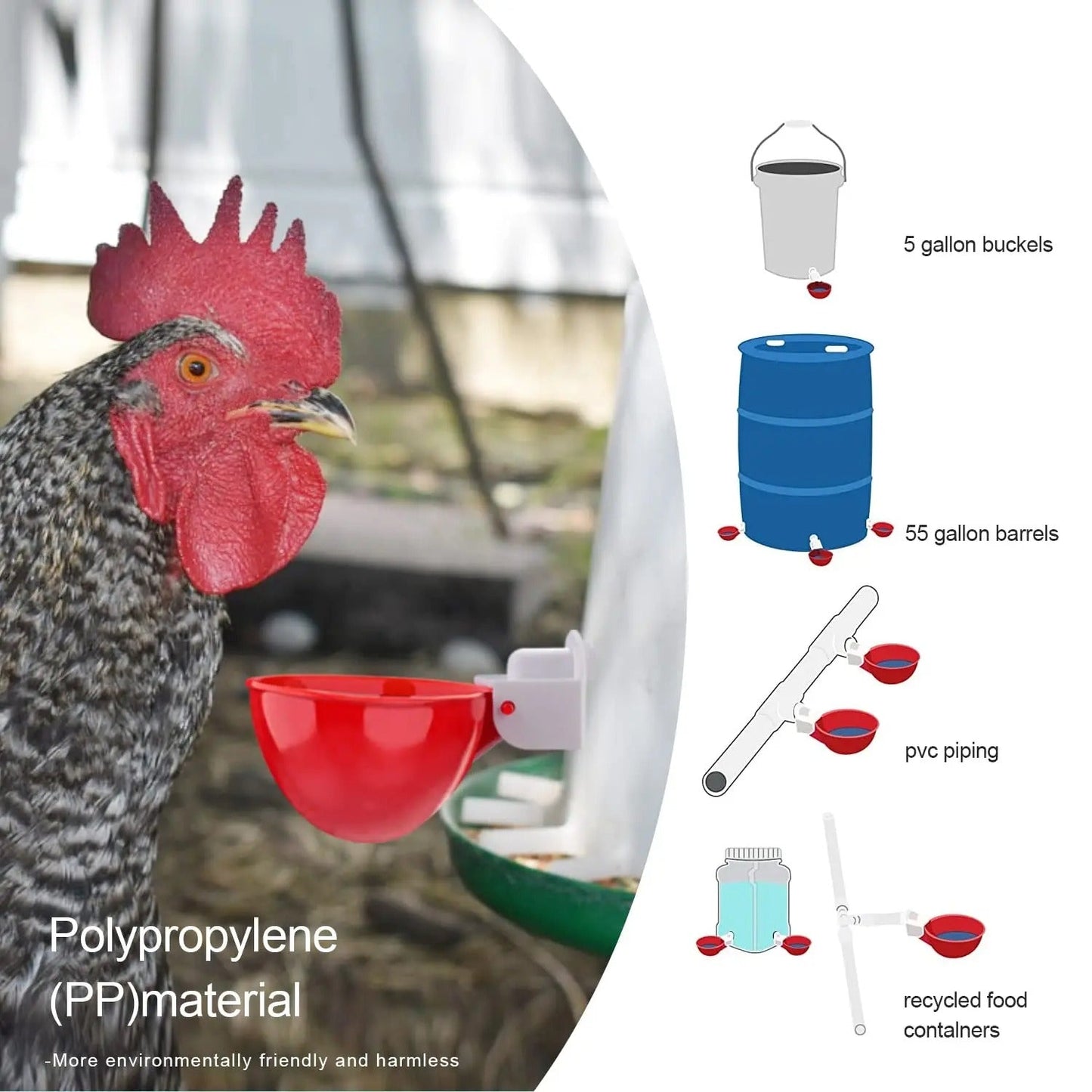 Automatic Chicken Waterer Cups, 10-Pack
