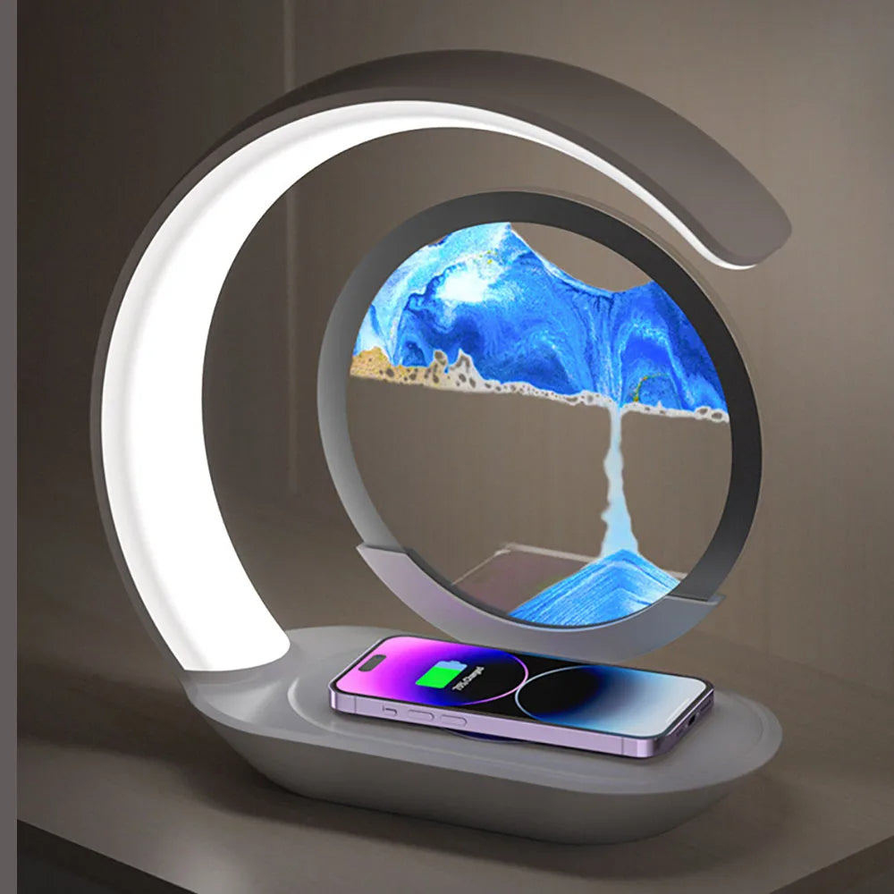 3D Sand Art Table Lamp, Wireless Charger