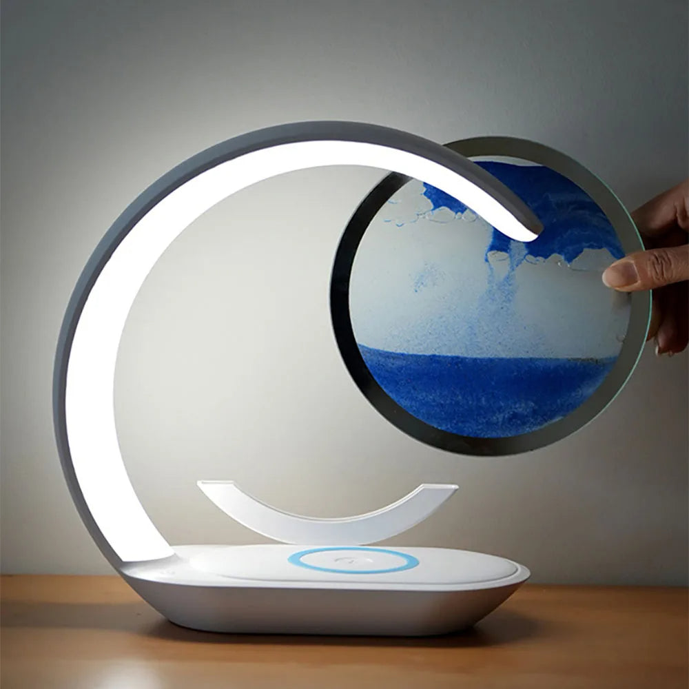 3D Sand Art Table Lamp, Wireless Charger