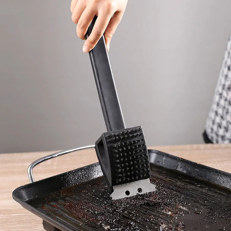 3-in-1 BBQ Grill Brush with Scraper & Sponge
