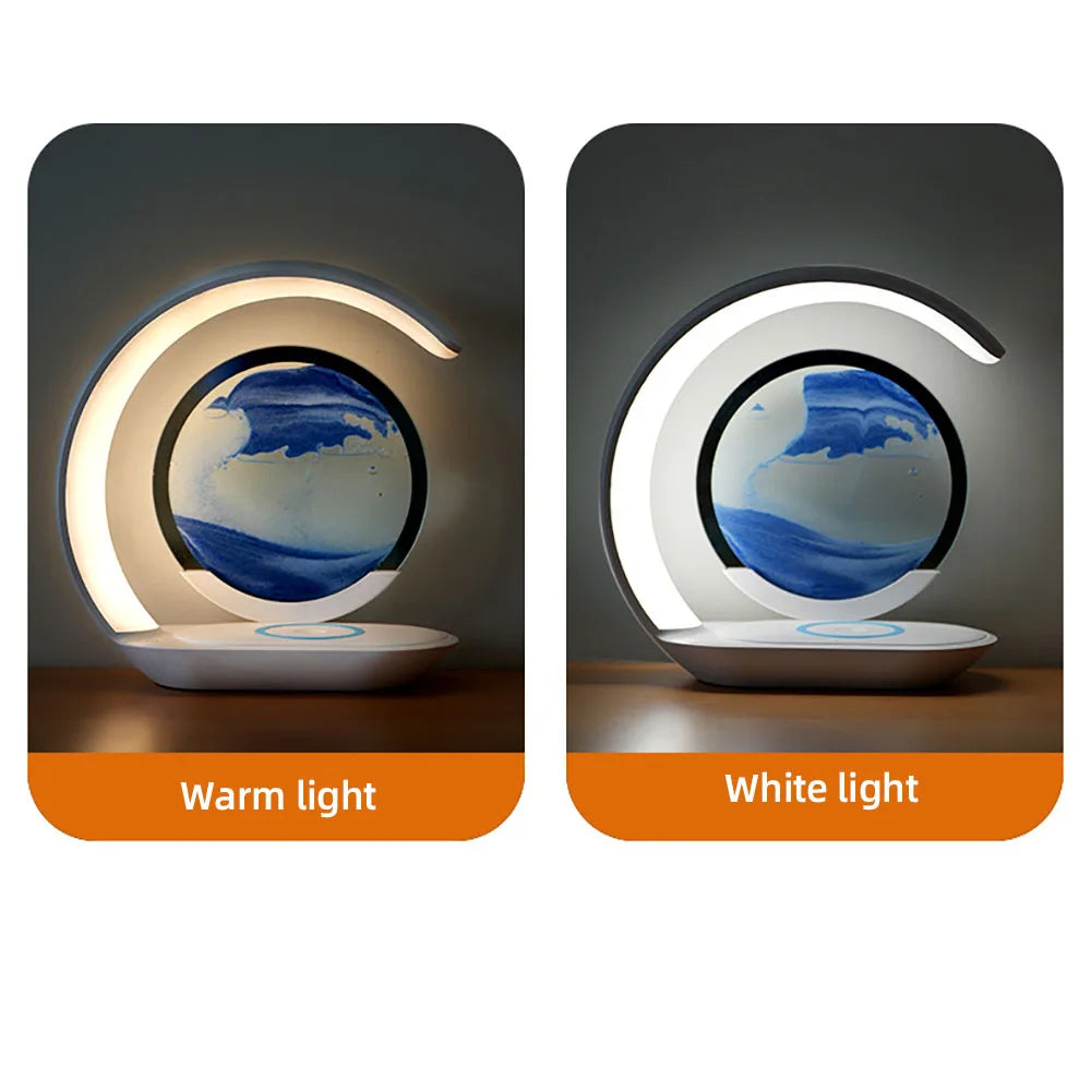 3D Sand Art Table Lamp, Wireless Charger