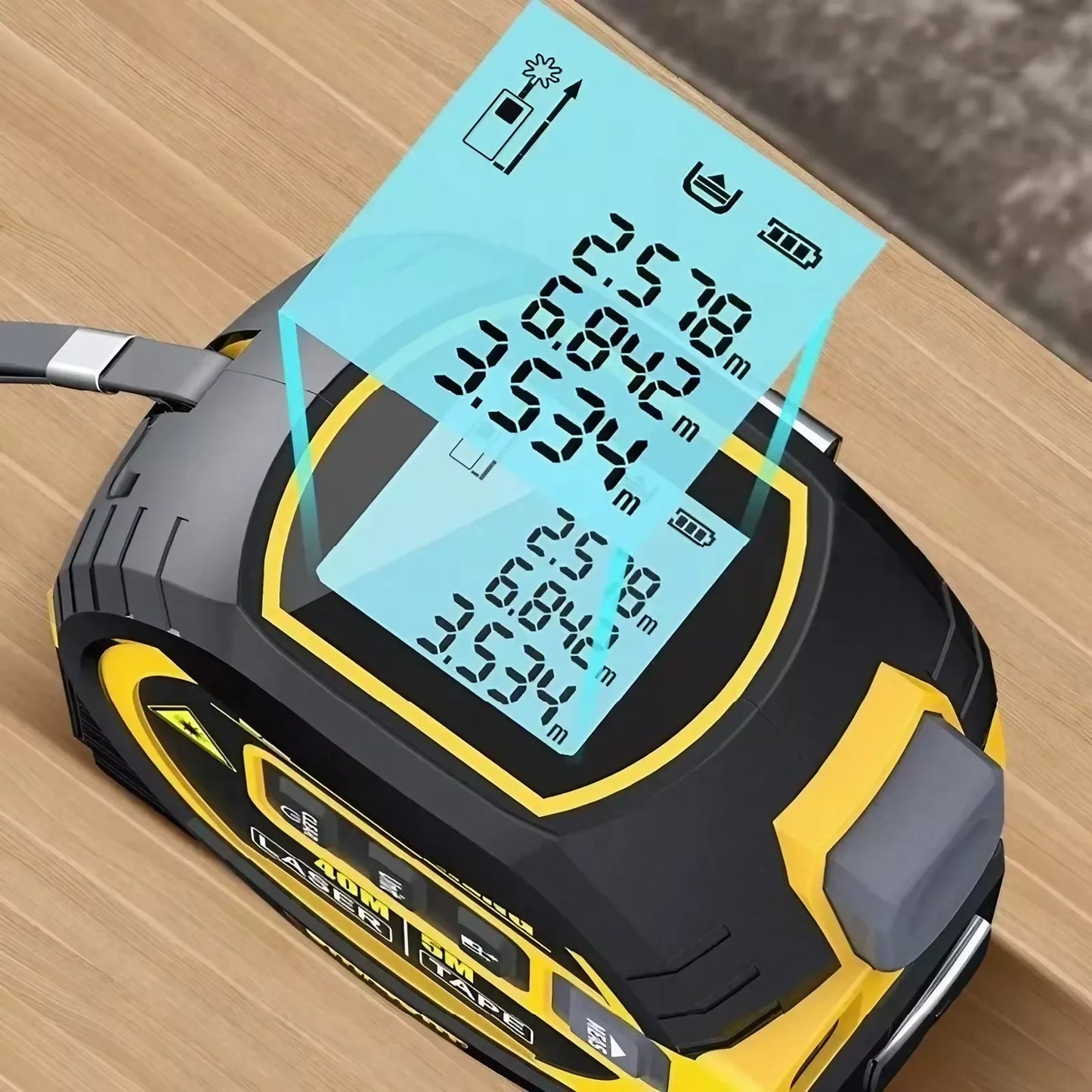 3-in-1 Laser Tape Measure, 60M Range