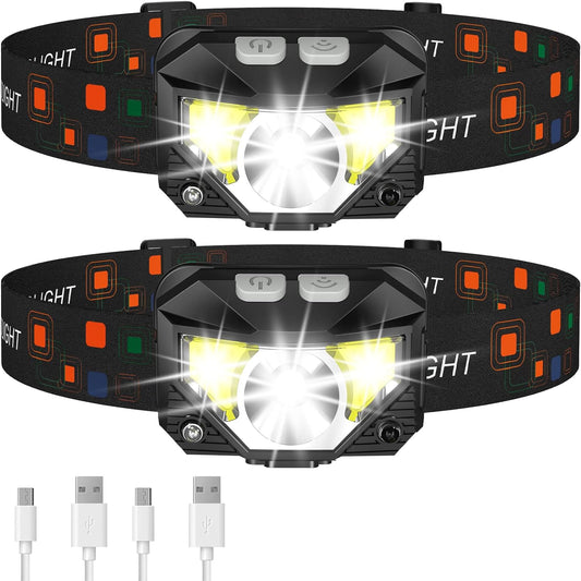 Rechargeable LED Headlamp, 2-Pack