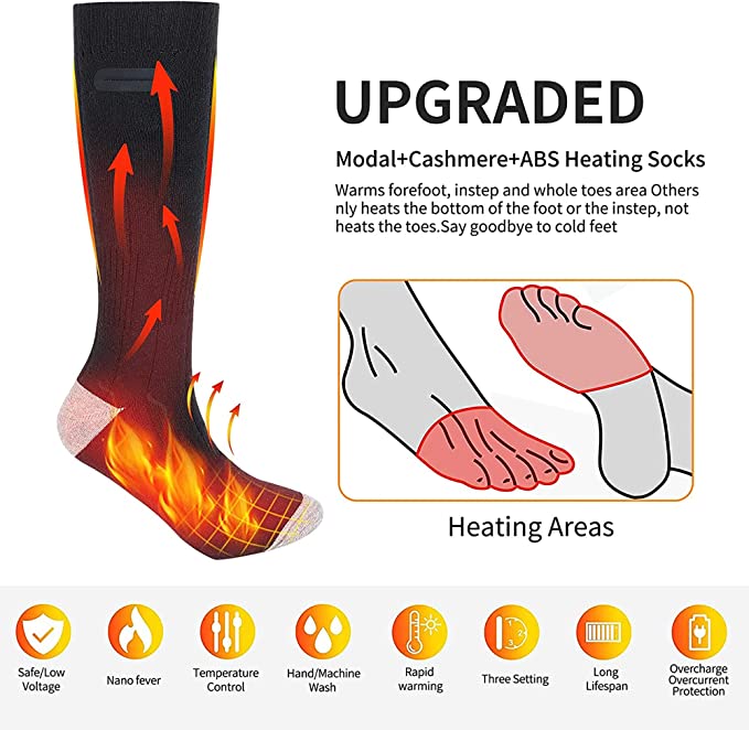 3 Pairs Unisex Rechargeable Heated Socks