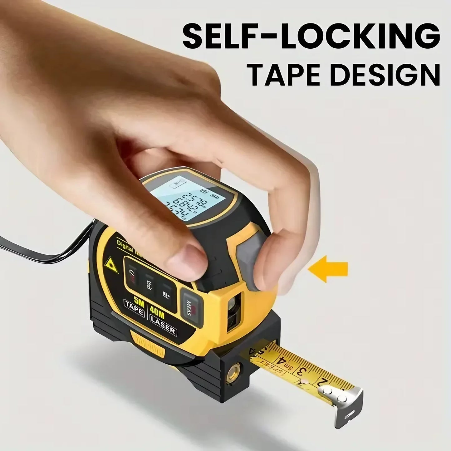 3-in-1 Laser Tape Measure, 60M Range