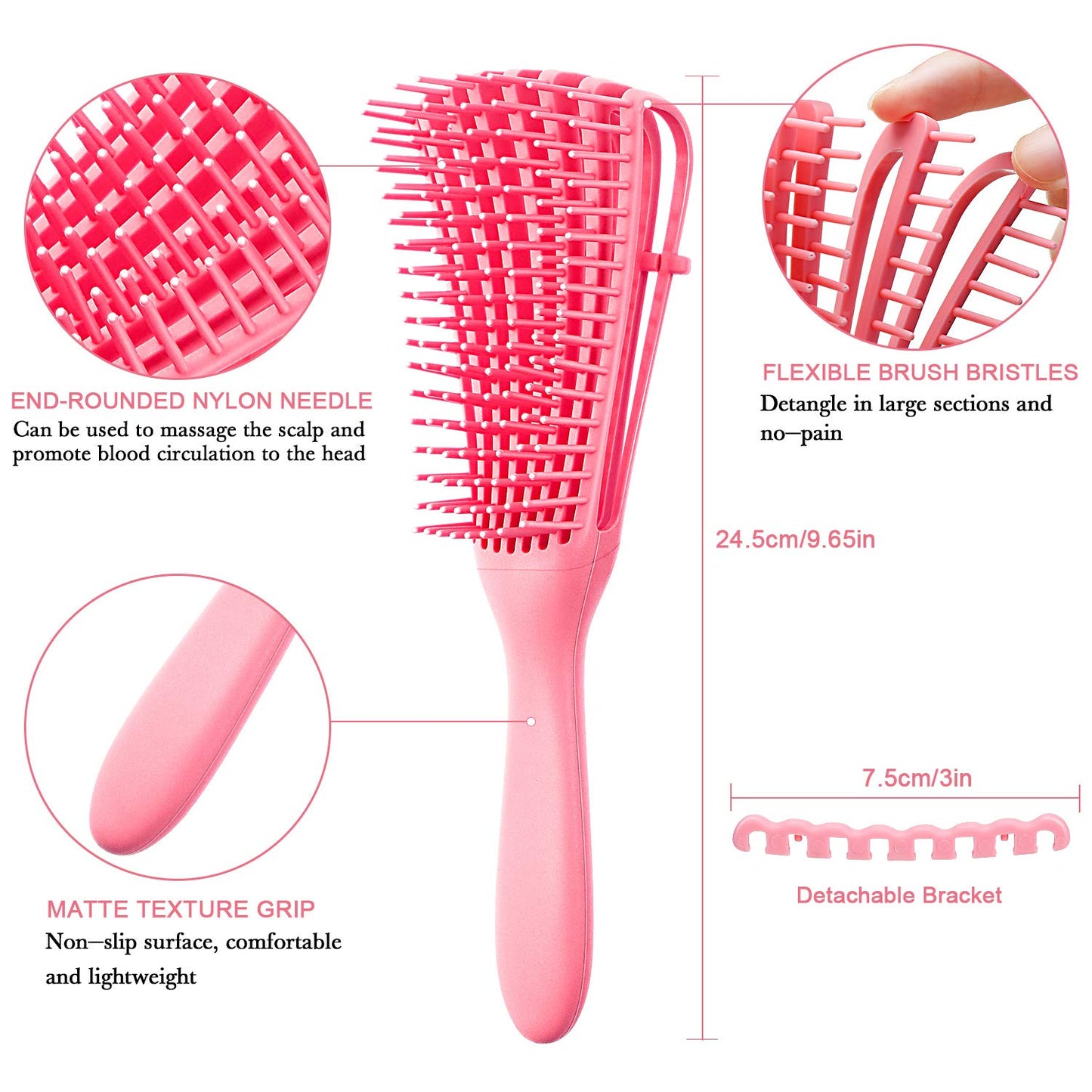 Detangling Brush for Curly Hair, 2-Pack