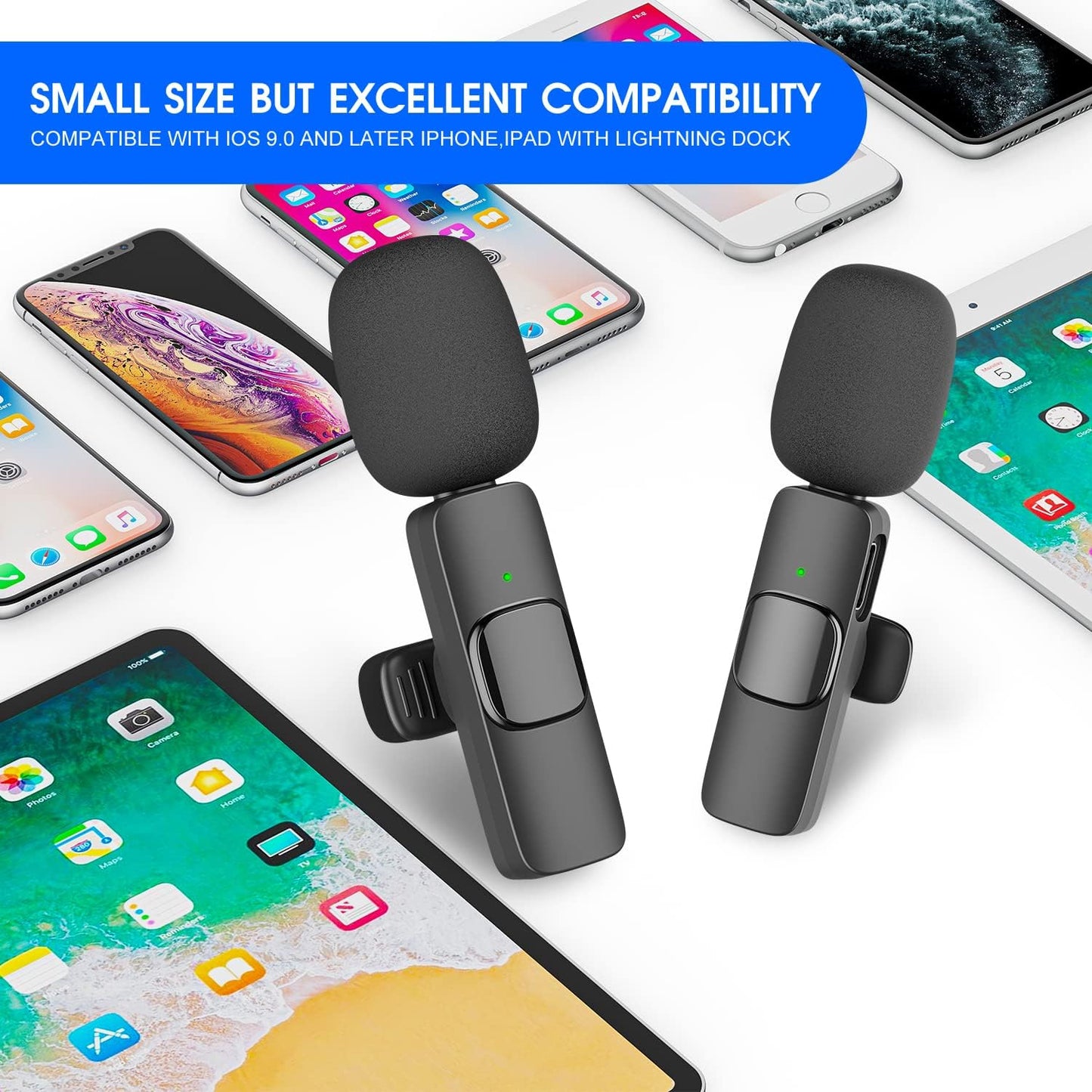 2-Pack Wireless Mic for iPhone & iPad