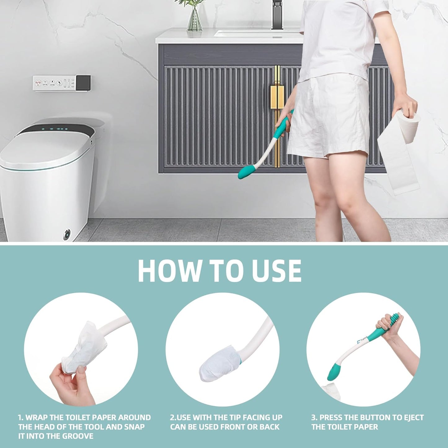 Long Reach Toilet Aid Wiping Tool, 2-Pack