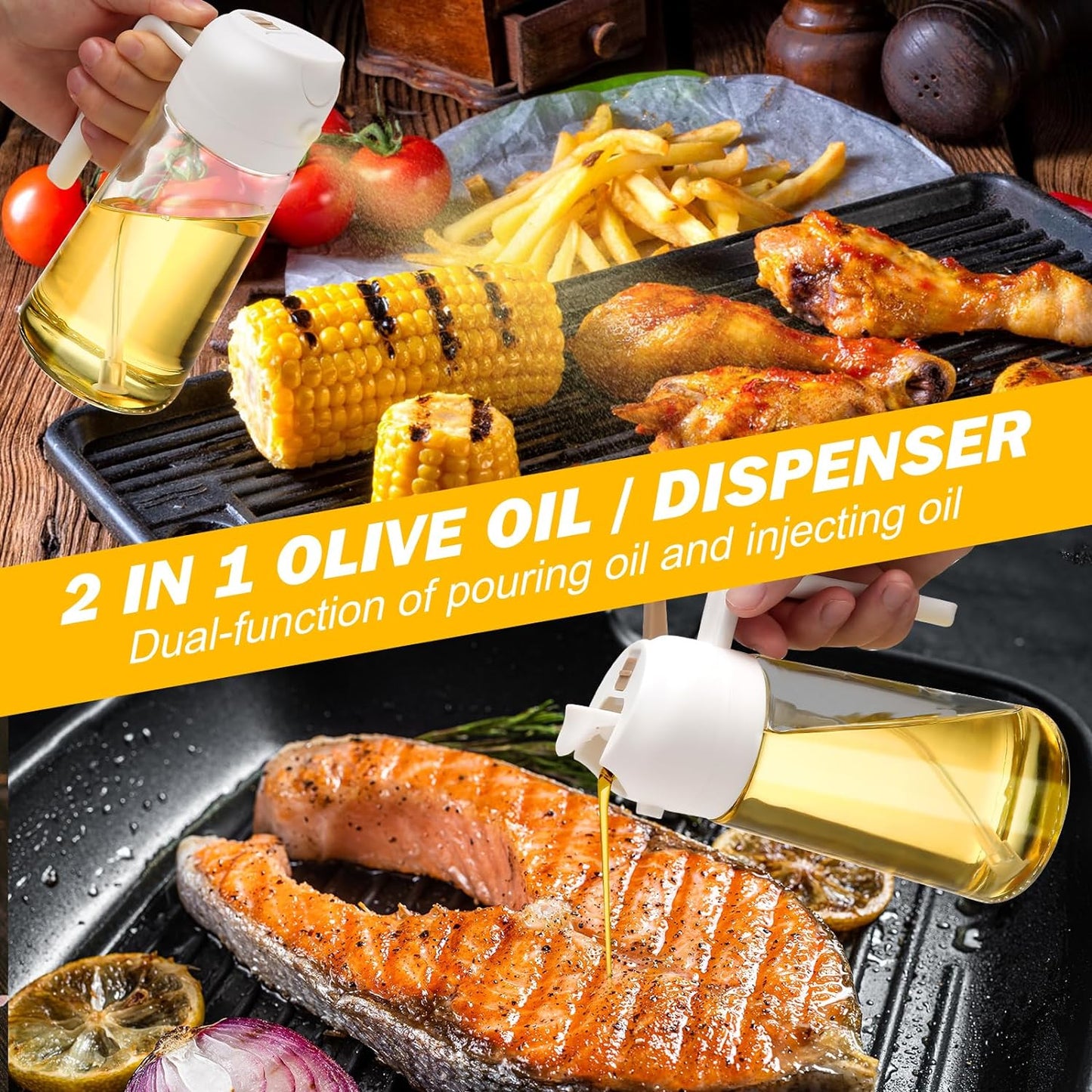 2-Pack Glass Oil Dispenser & Sprayer