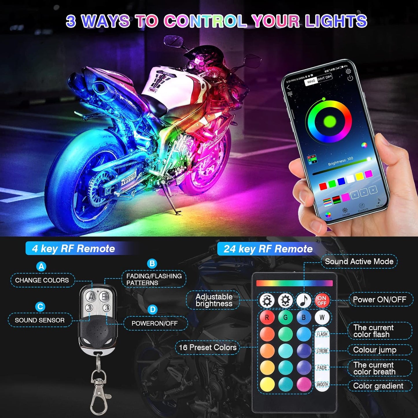 Motorcycle LED Light Kit, 12-Piece