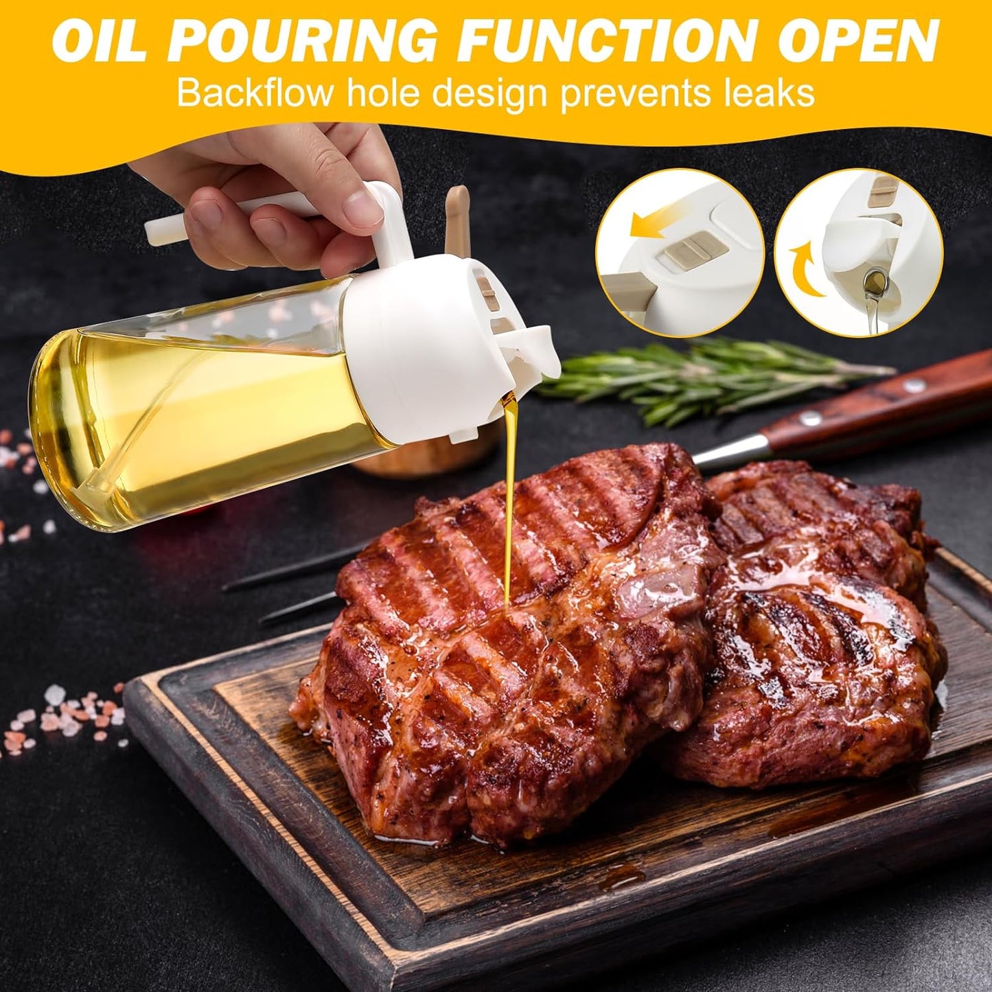 2-Pack Glass Oil Dispenser & Sprayer