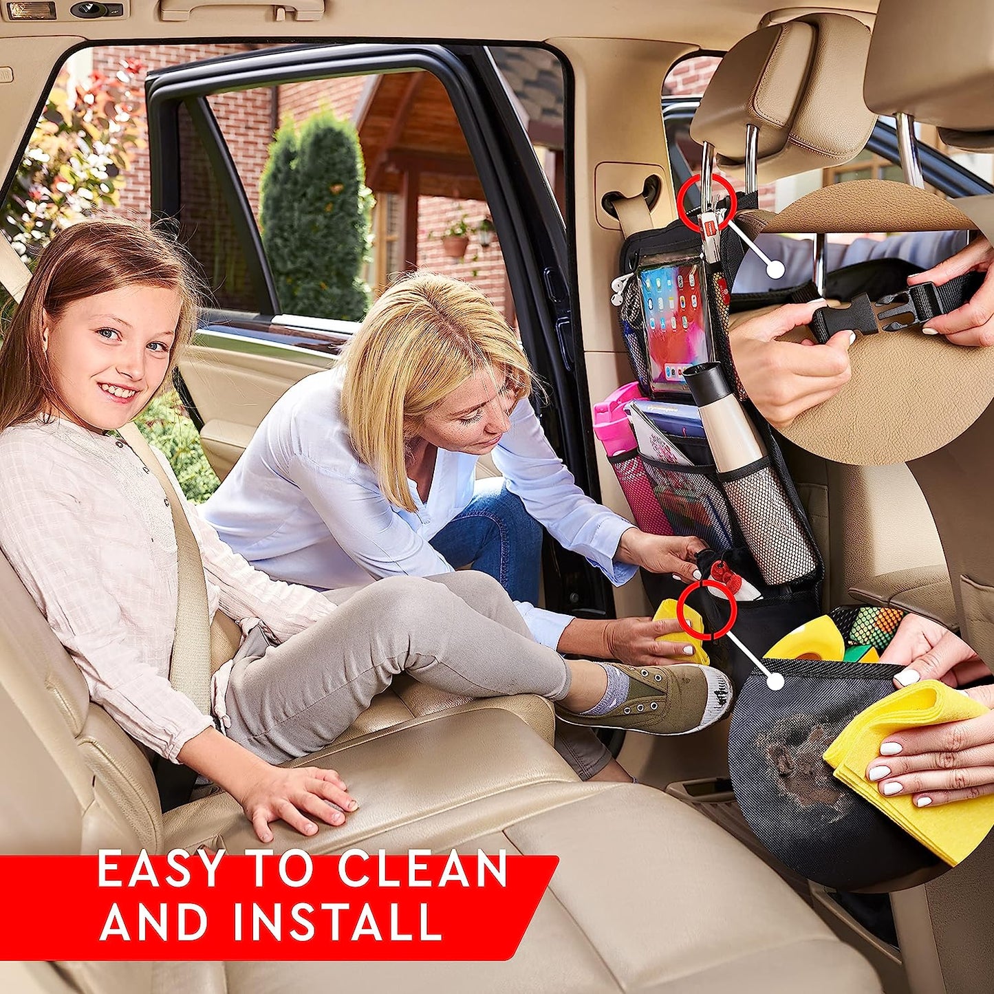 Car Backseat Organizer with Tablet Holder, 2-Pack