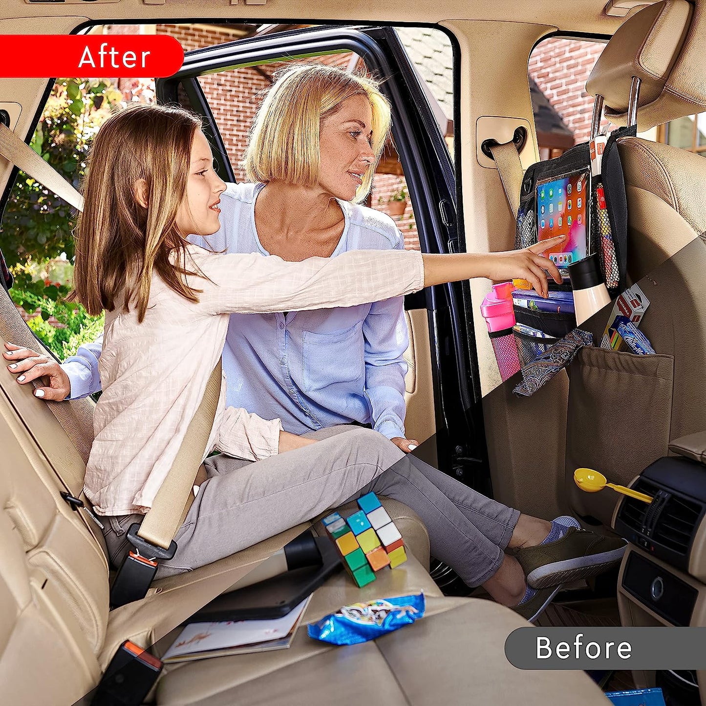 Car Backseat Organizer with Tablet Holder, 2-Pack