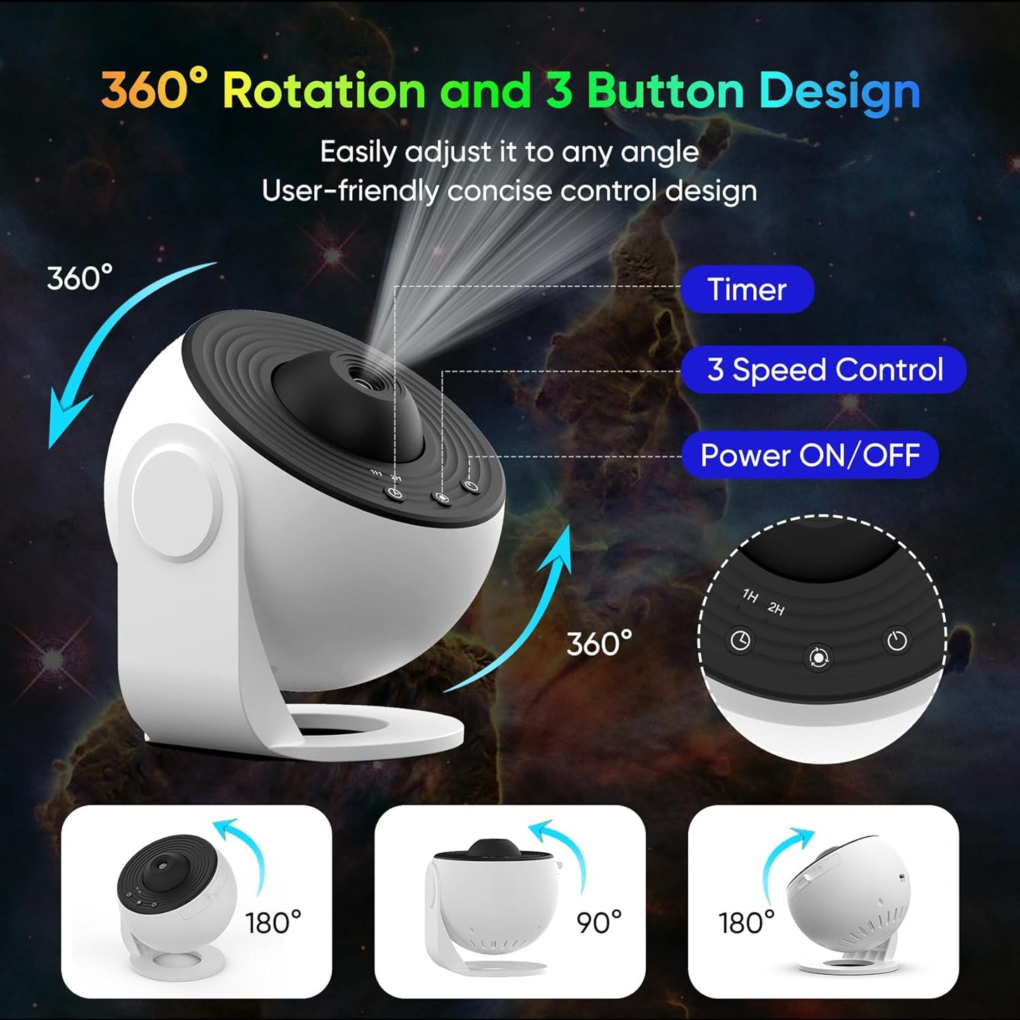 360° Rotating Galaxy Star Projector