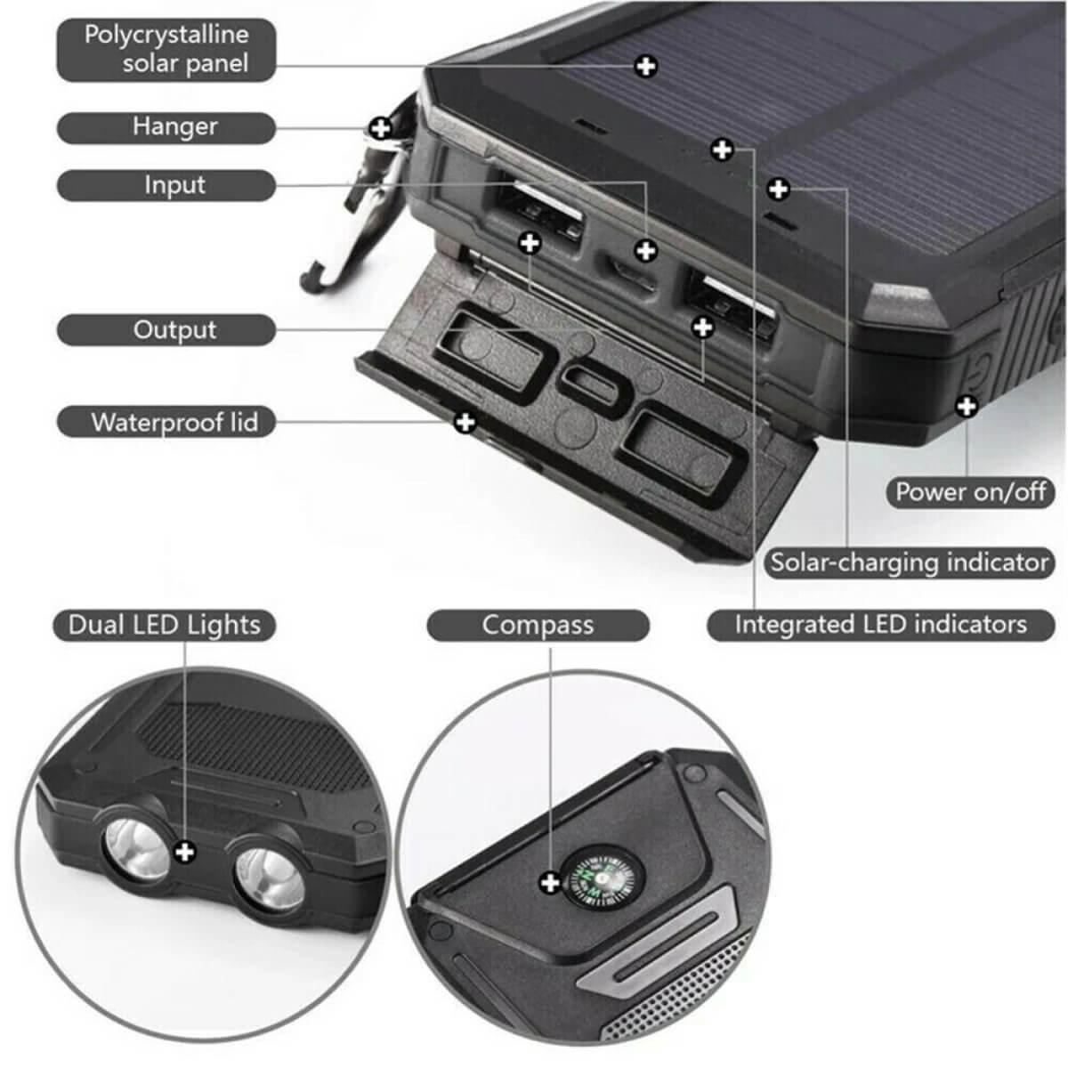 500000mAh Solar Waterproof Power Bank