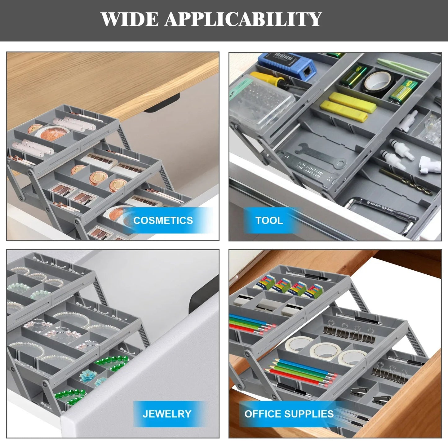 3-Tier Foldable Drawer Organizer