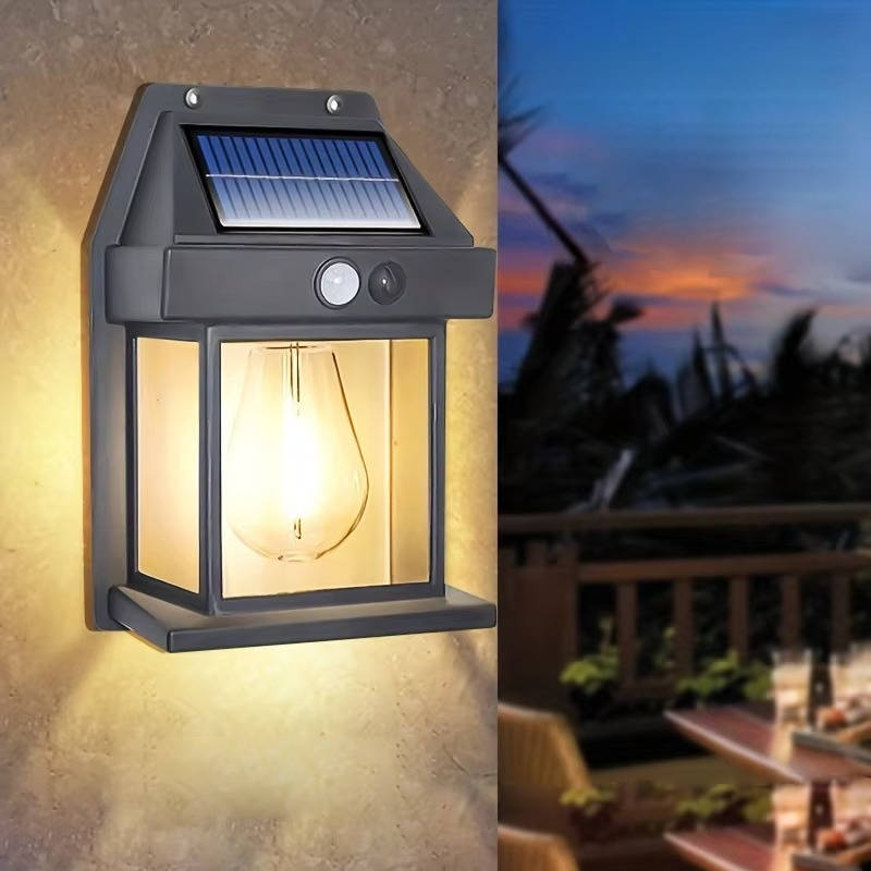 Solar Motion-Sensor Wall Lamp, 2-Set