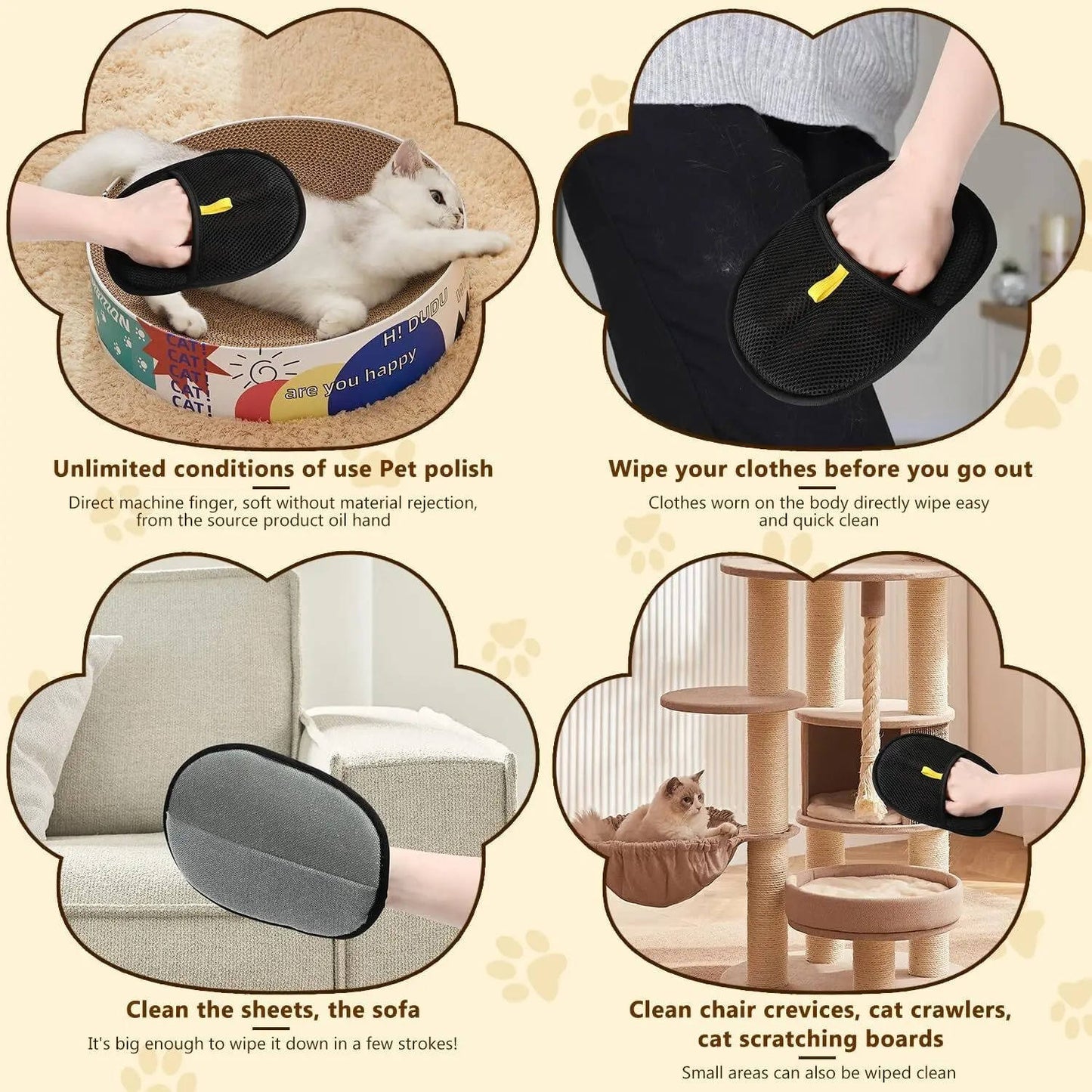 Pet Hair Remover Grooming Glove, 2-Set