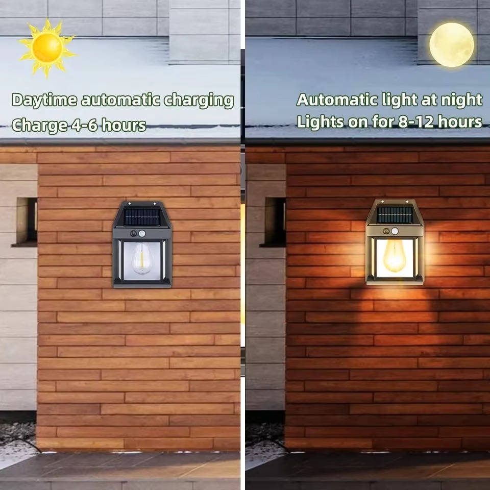 Solar Motion-Sensor Wall Lamp, 2-Set