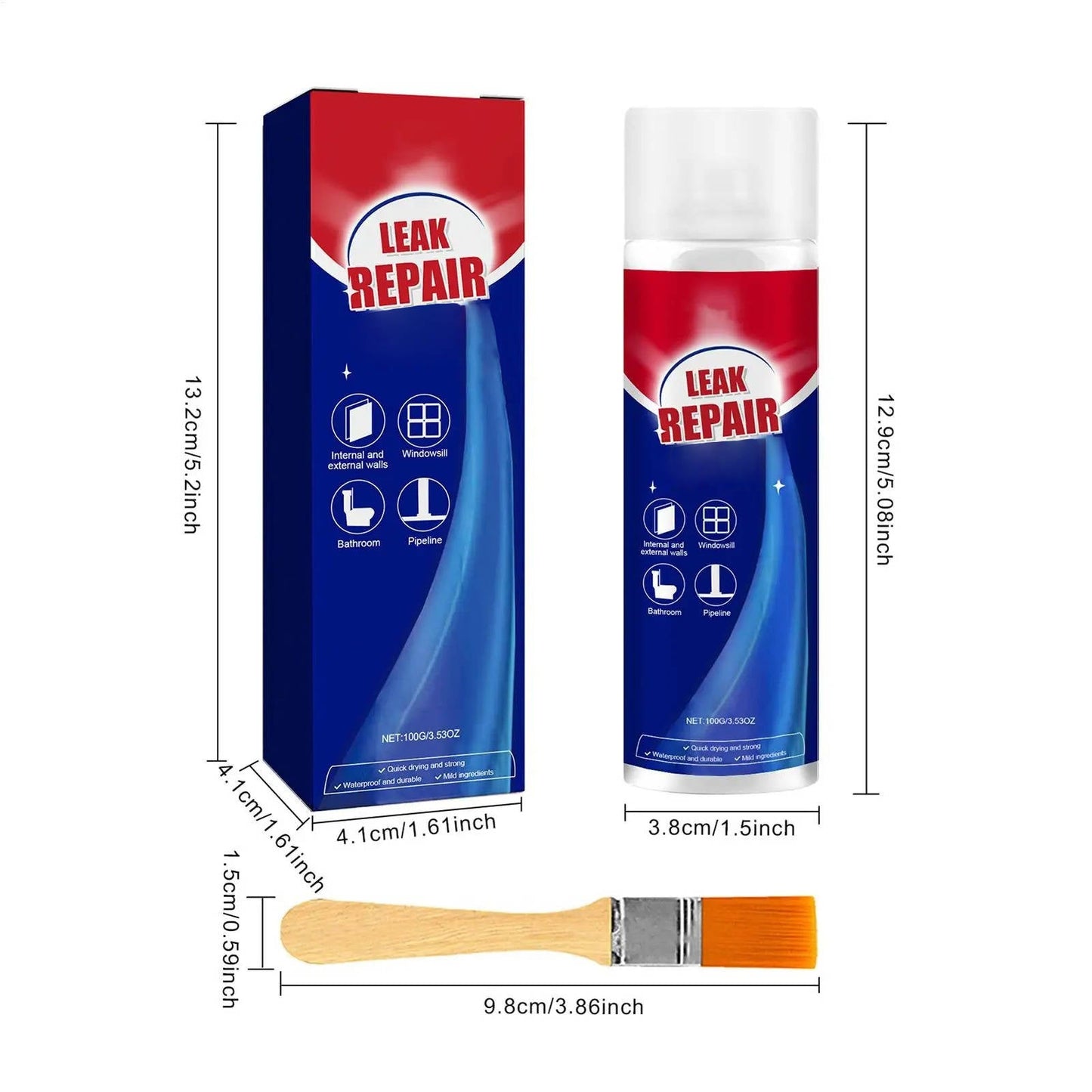 Waterproof Leak Repair Sealant Spray, 2-Set