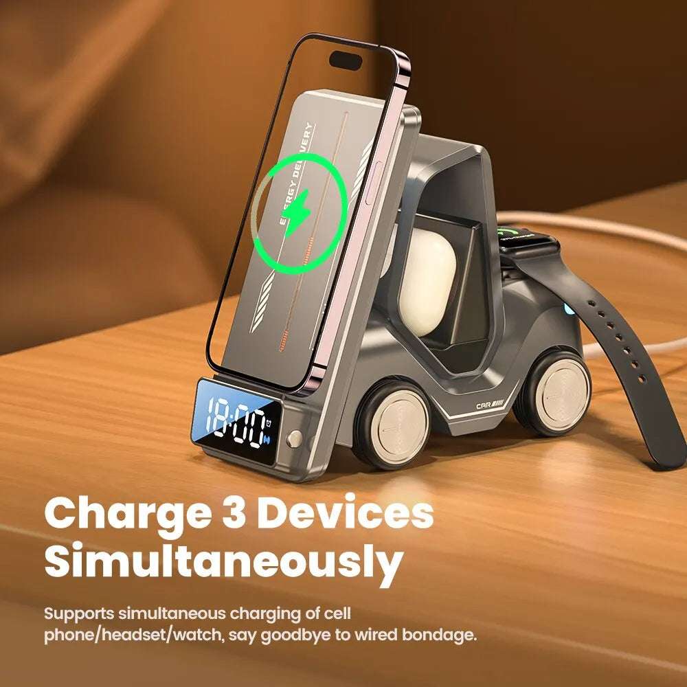 5-in-1 Wireless Charger with Alarm Clock