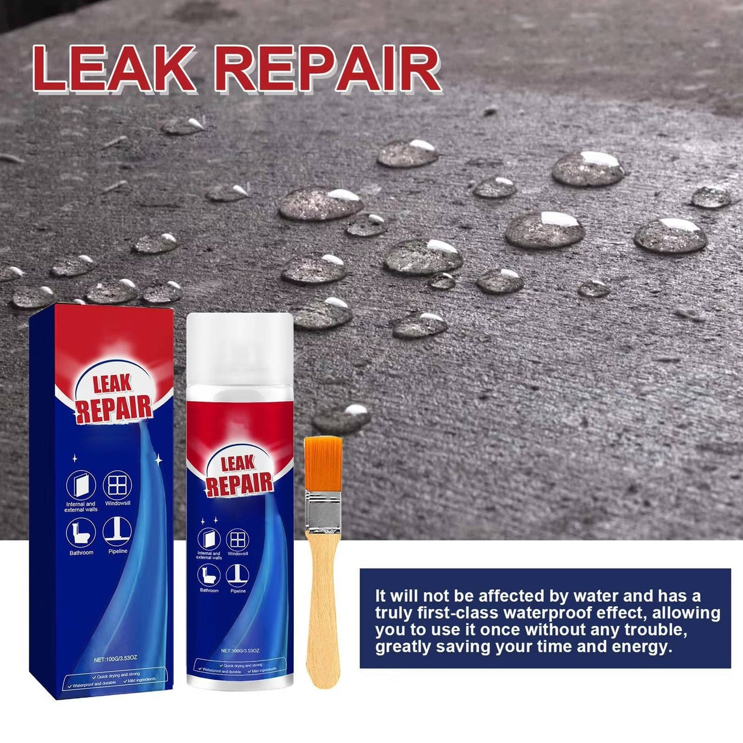 Waterproof Leak Repair Sealant Spray, 2-Set