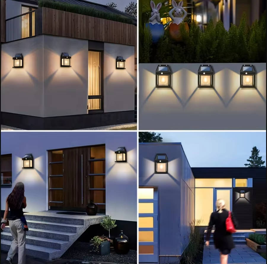 Solar Motion-Sensor Wall Lamp, 2-Set