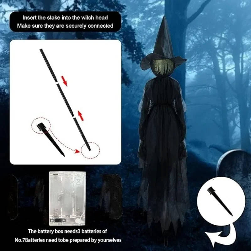 3-Pc Sound Activated Halloween Witch Set