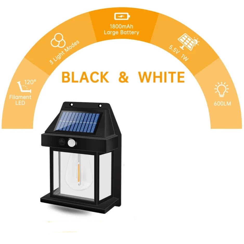 Solar Motion-Sensor Wall Lamp, 2-Set