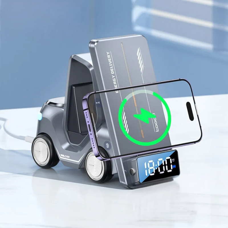 5-in-1 Wireless Charger with Alarm Clock