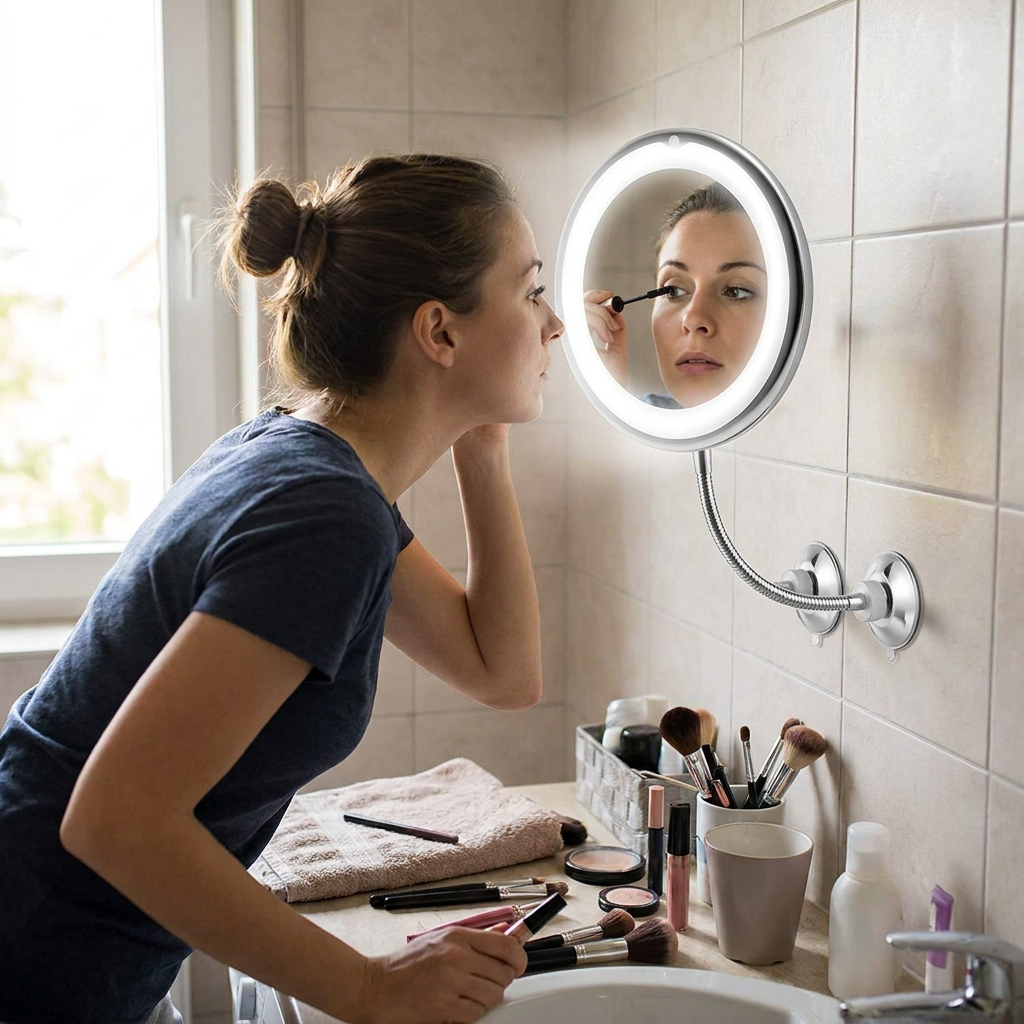 Magnifying LED Lighted Flexible Mirror lifestyle