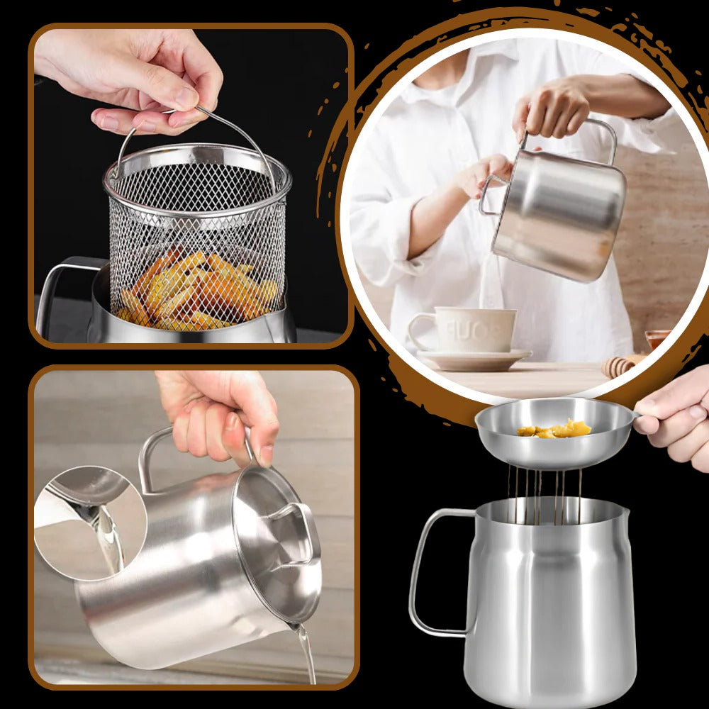 2-in-1 Deep Frying Pot with Oil Strainer