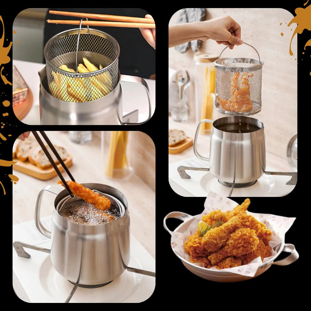 2-in-1 Deep Frying Pot with Oil Strainer