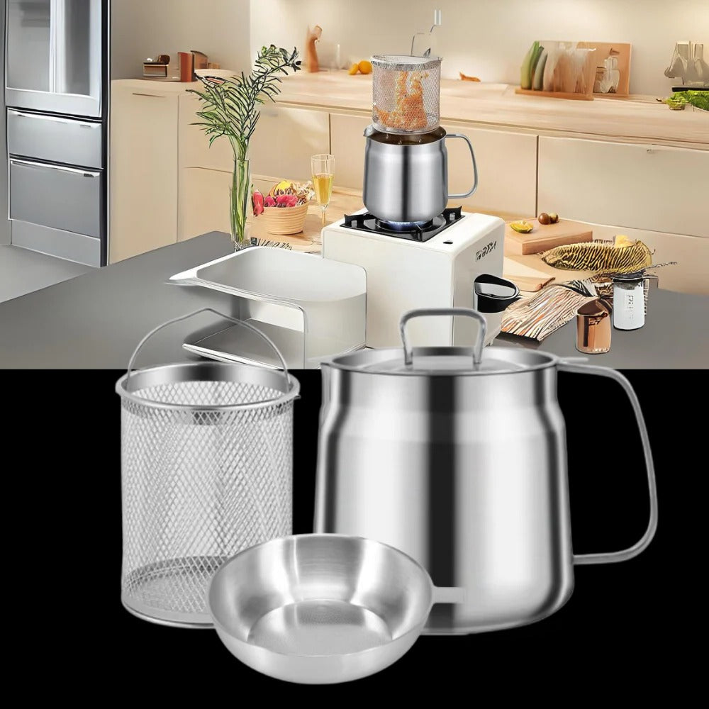 2-in-1 Deep Frying Pot with Oil Strainer
