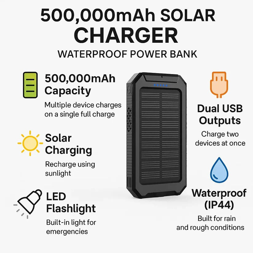 500000mAh Solar Power Bank External Battery