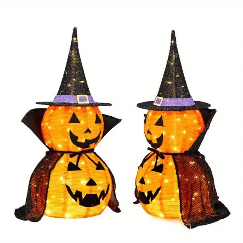 3ft Lighted Collapsible Halloween Pumpkins, 2-Pc