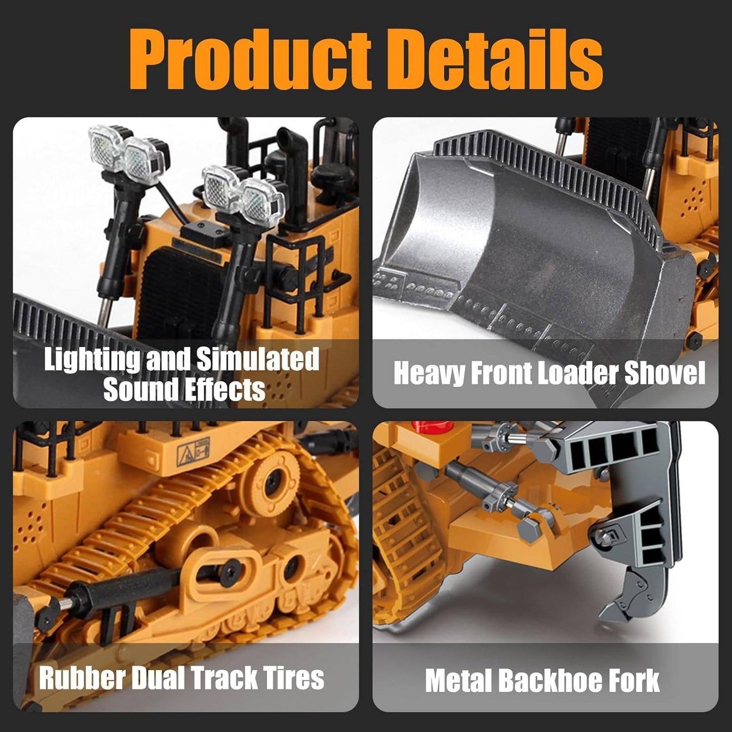4WD RC Excavator Bulldozer Dump Truck Set