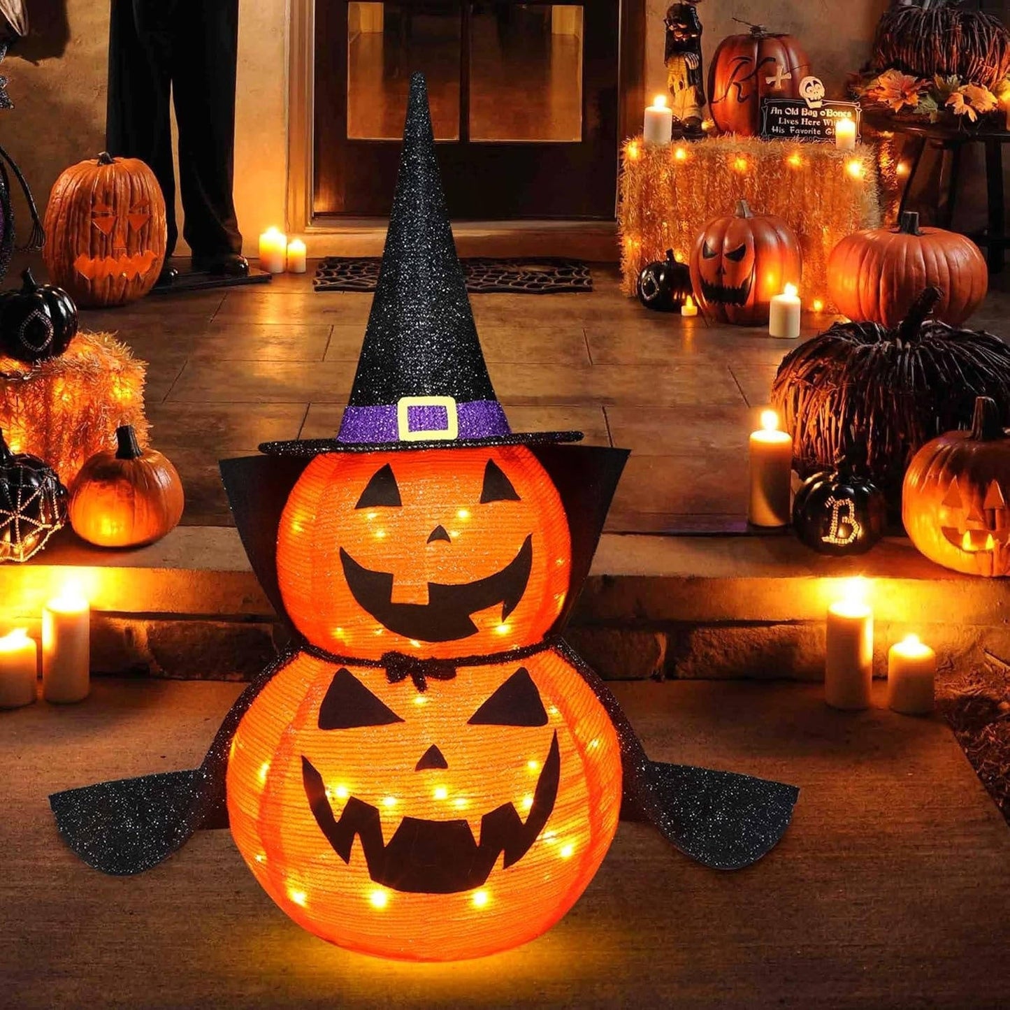 3ft Lighted Collapsible Halloween Pumpkins, 2-Pc
