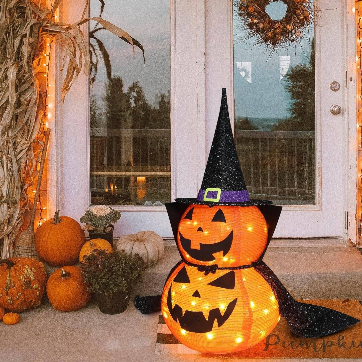 3ft Lighted Collapsible Halloween Pumpkins, 2-Pc