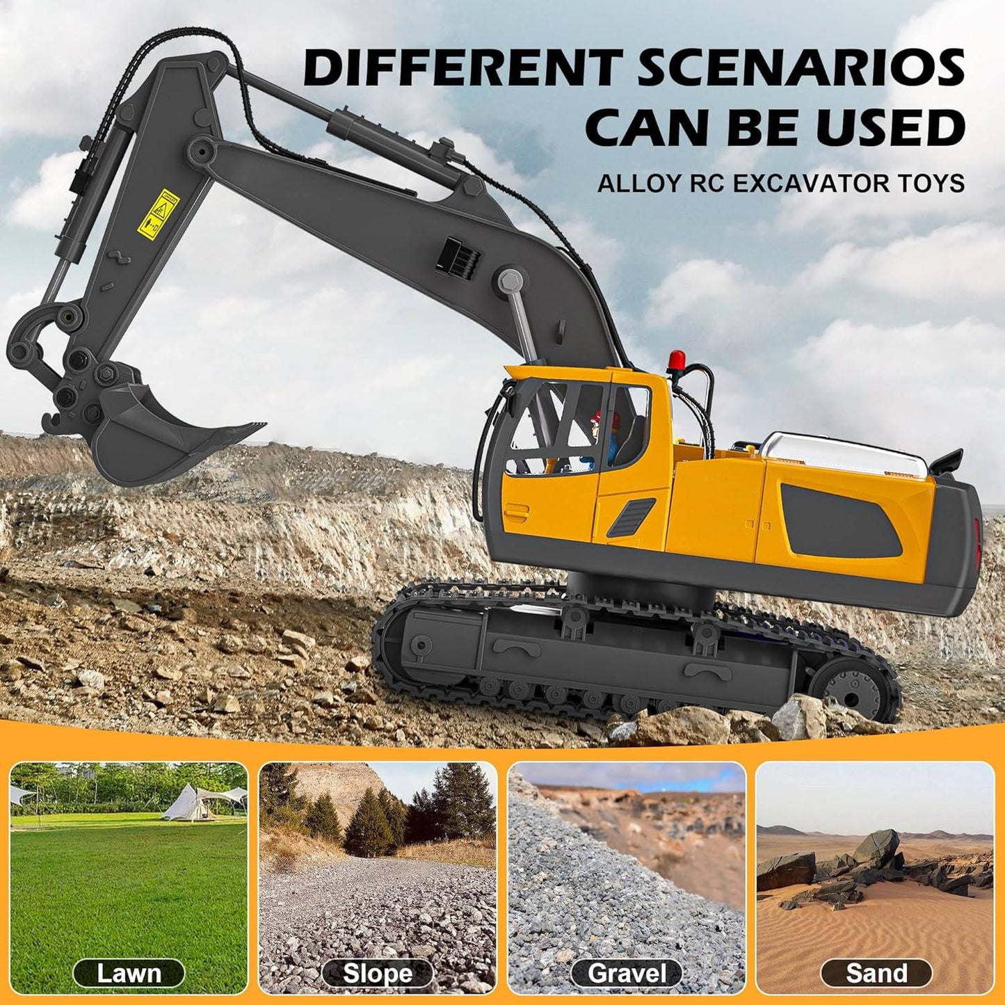 4WD RC Excavator Bulldozer Dump Truck Set