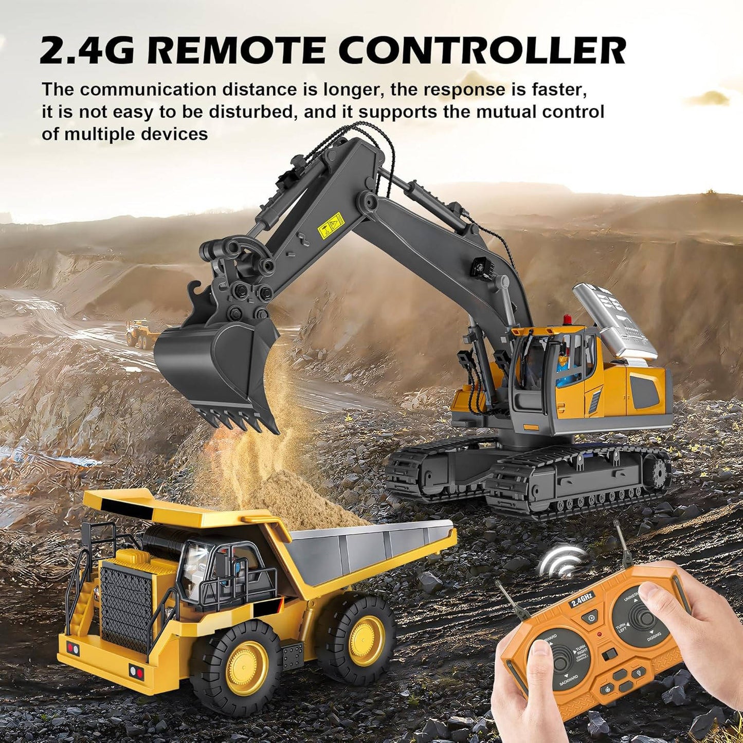 4WD RC Excavator Bulldozer Dump Truck Set