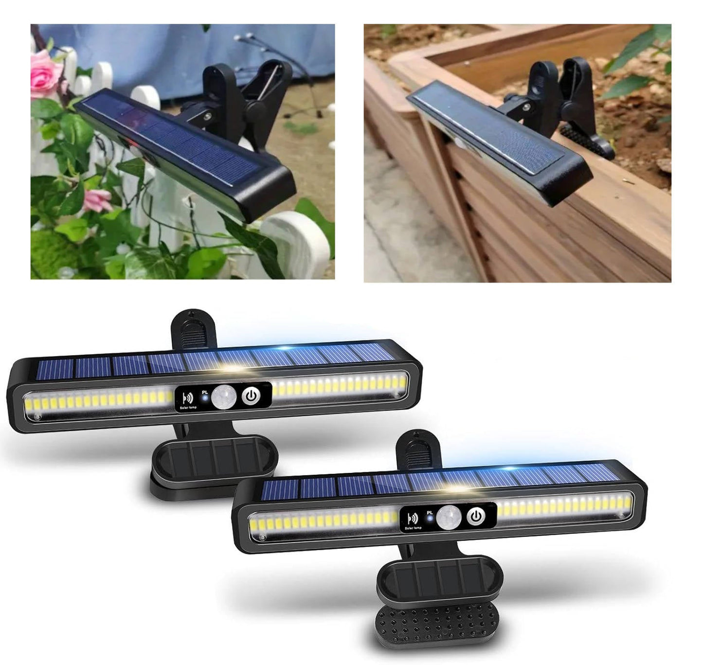 Solar Motion-Sensor Fence Lights, 2-Set