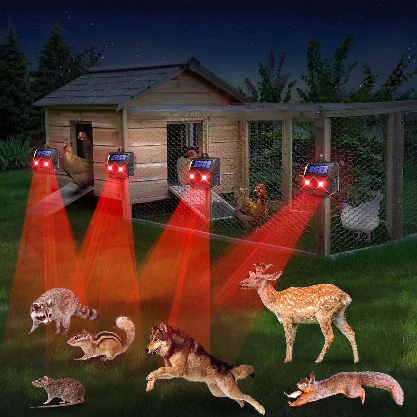 Solar Powered Ultrasonic Animal Repellent, 2-Pack