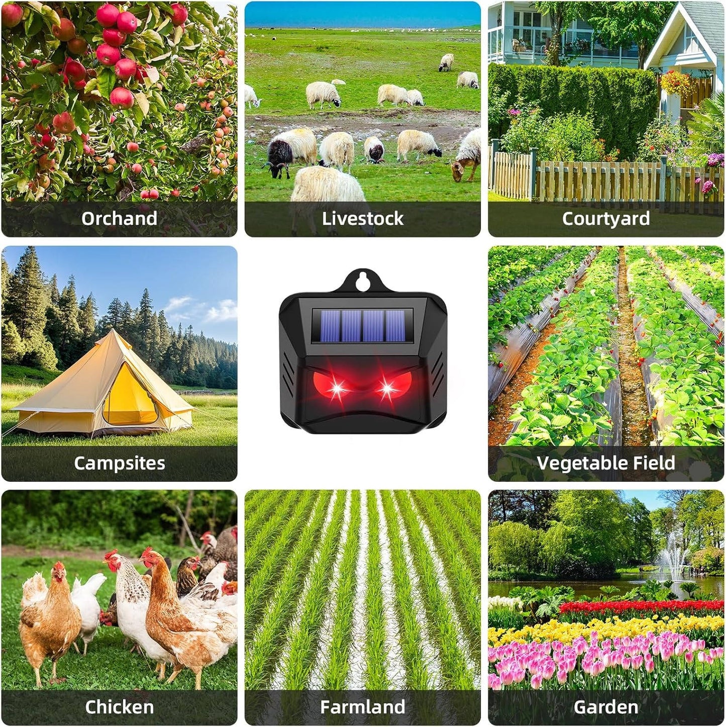 Solar Powered Ultrasonic Animal Repellent, 2-Pack