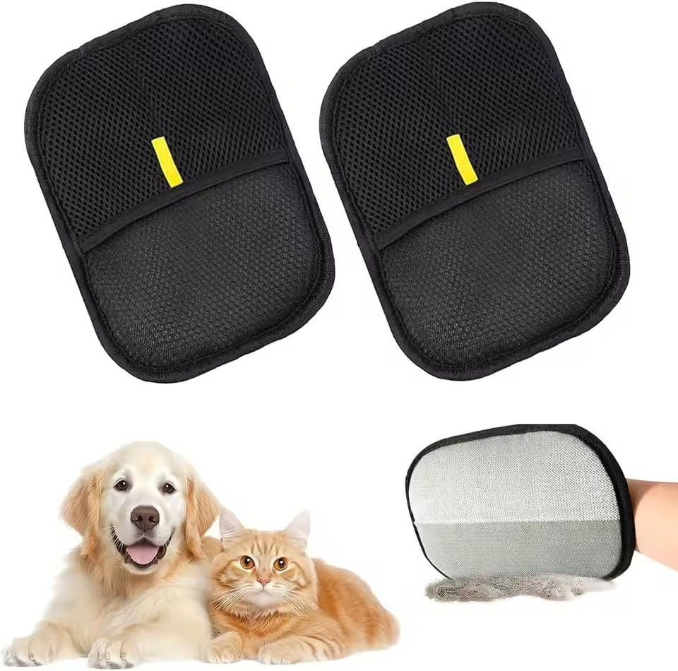 Pet Hair Remover Grooming Glove, 2-Set