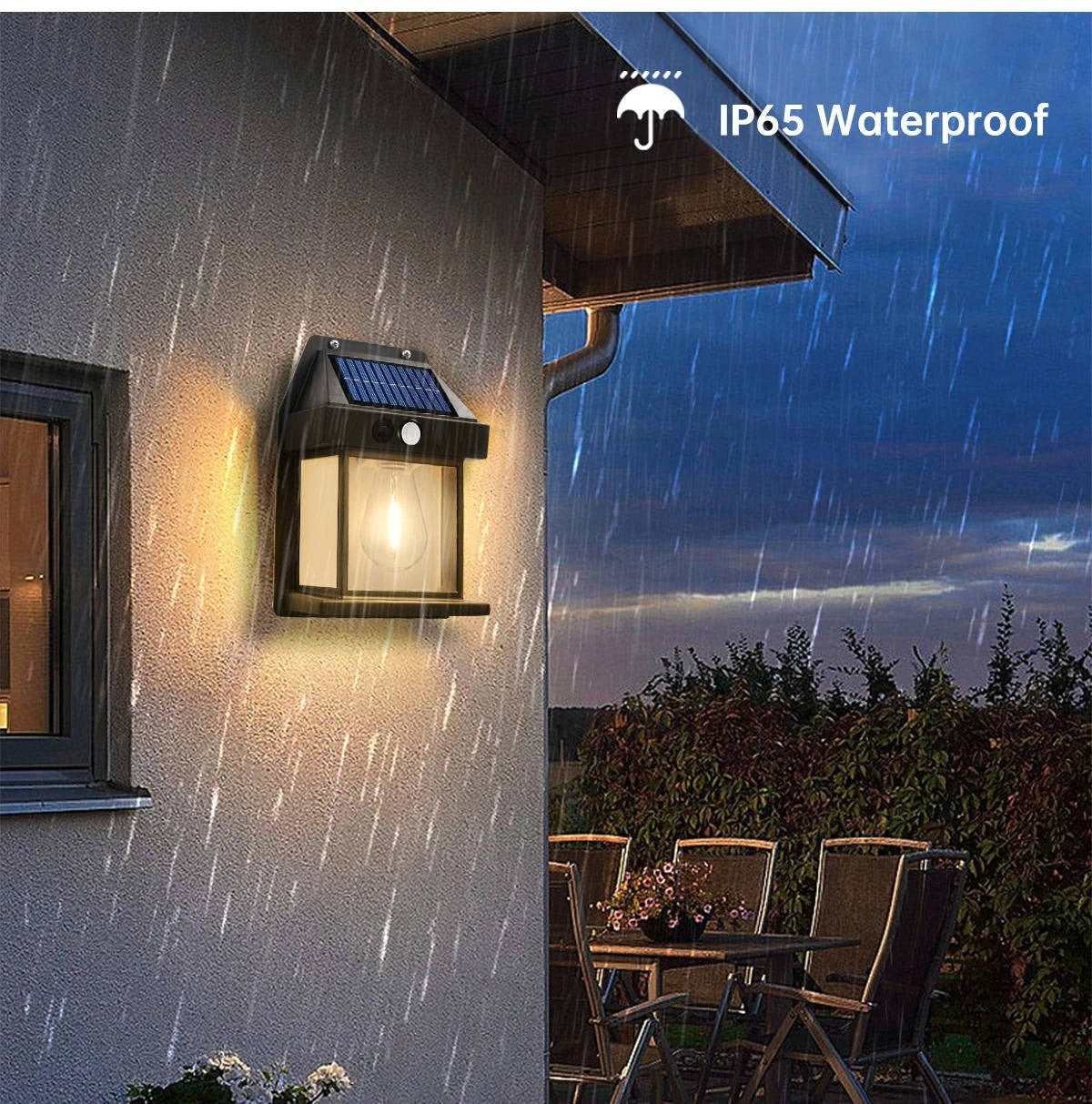 Solar Motion-Sensor Wall Lamp, 2-Set