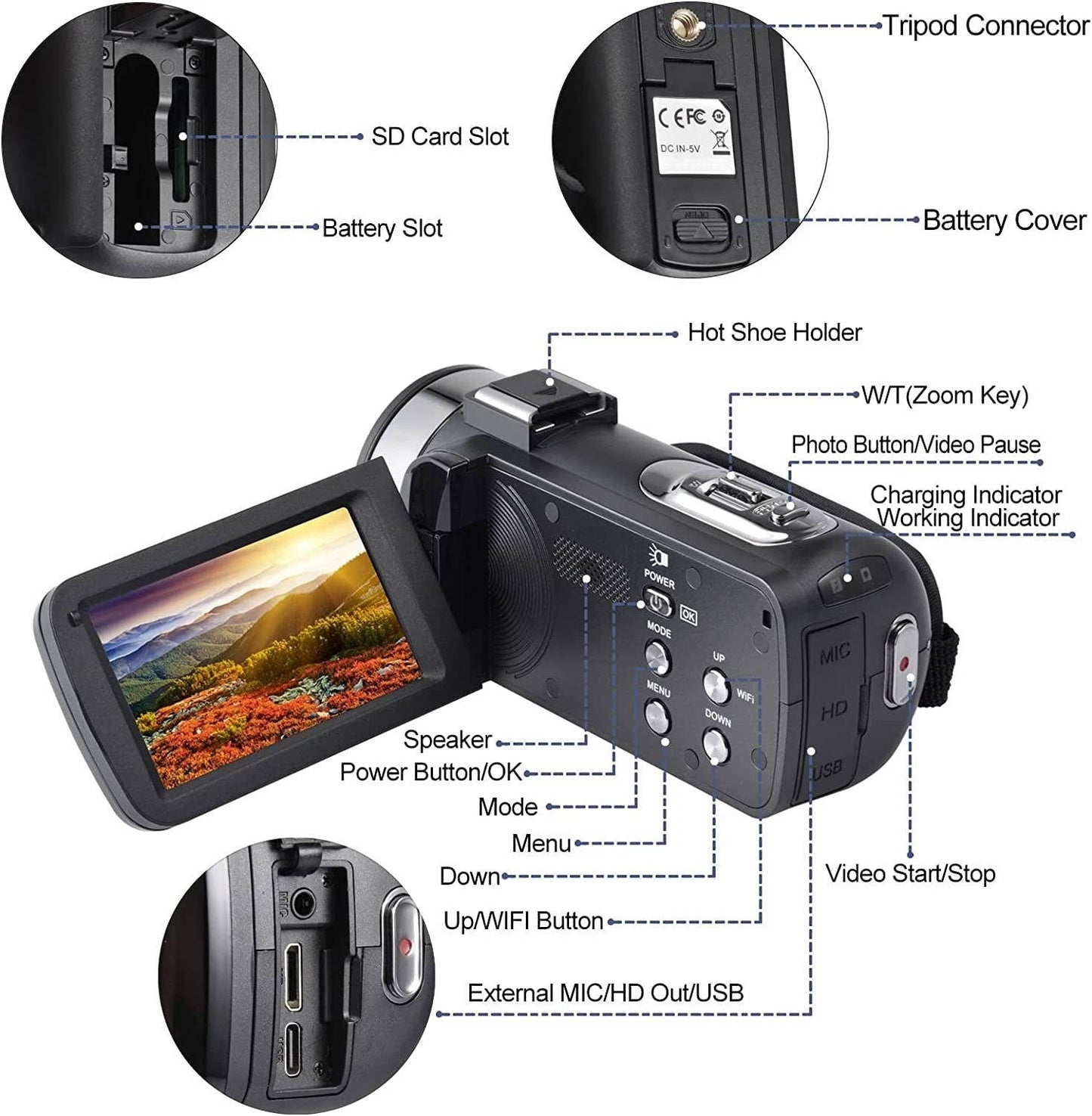 4K WiFi Vlogging Camera Camcorder